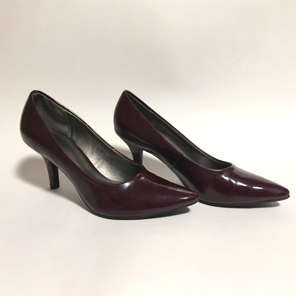 Burgundy Pumps Heel Pointed Toe
